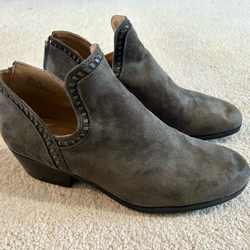 Gray suede booties